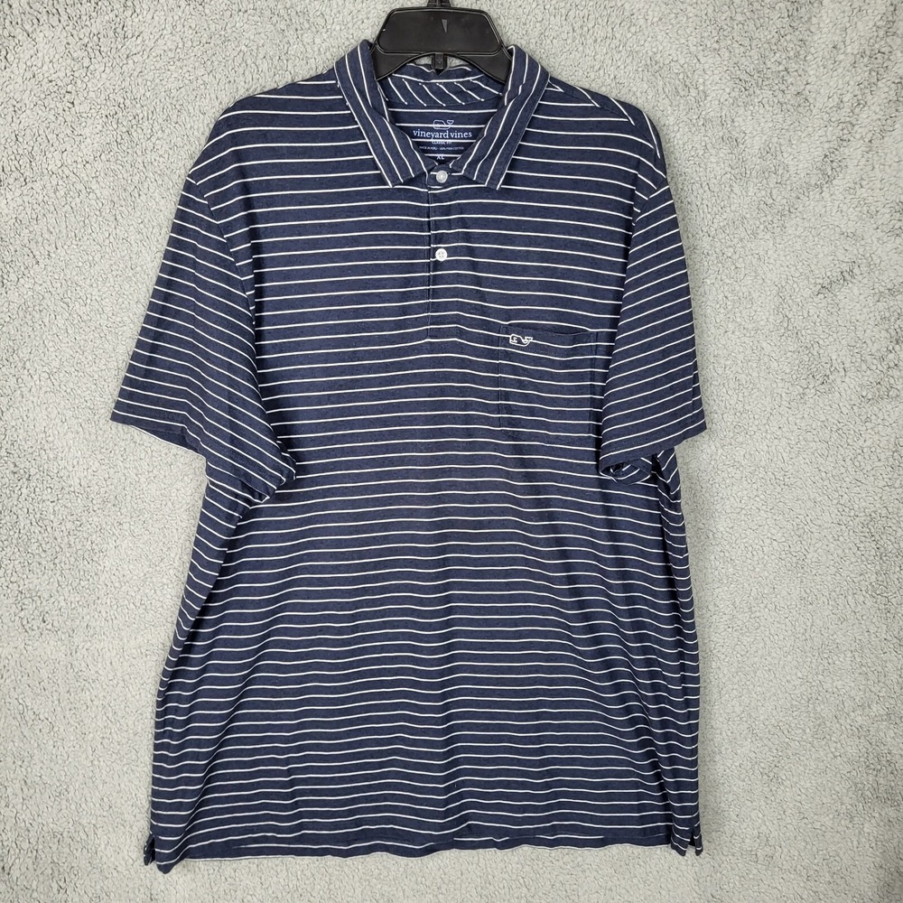 vineyard vines CLASSIC FIT Men's Gray Stripes Short Sleeves polo shirt Sz XL